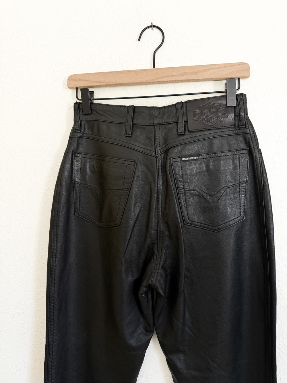 Harley-Davidson High Waisted Black Leather Pants